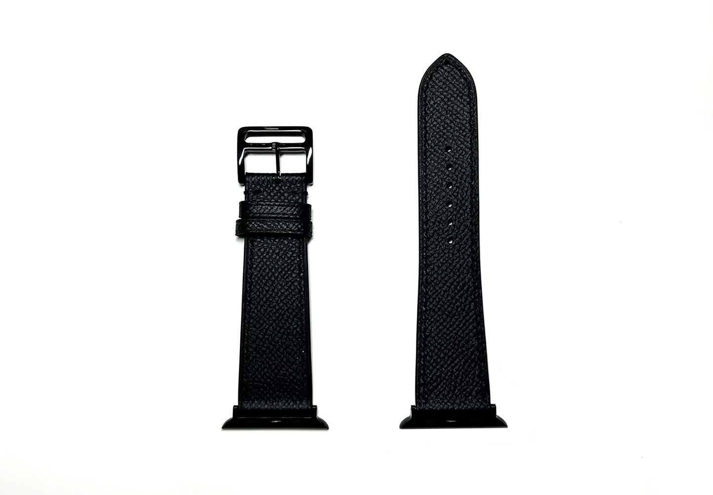 42/44/45MM Calfskin Leather Watch Strap - Black