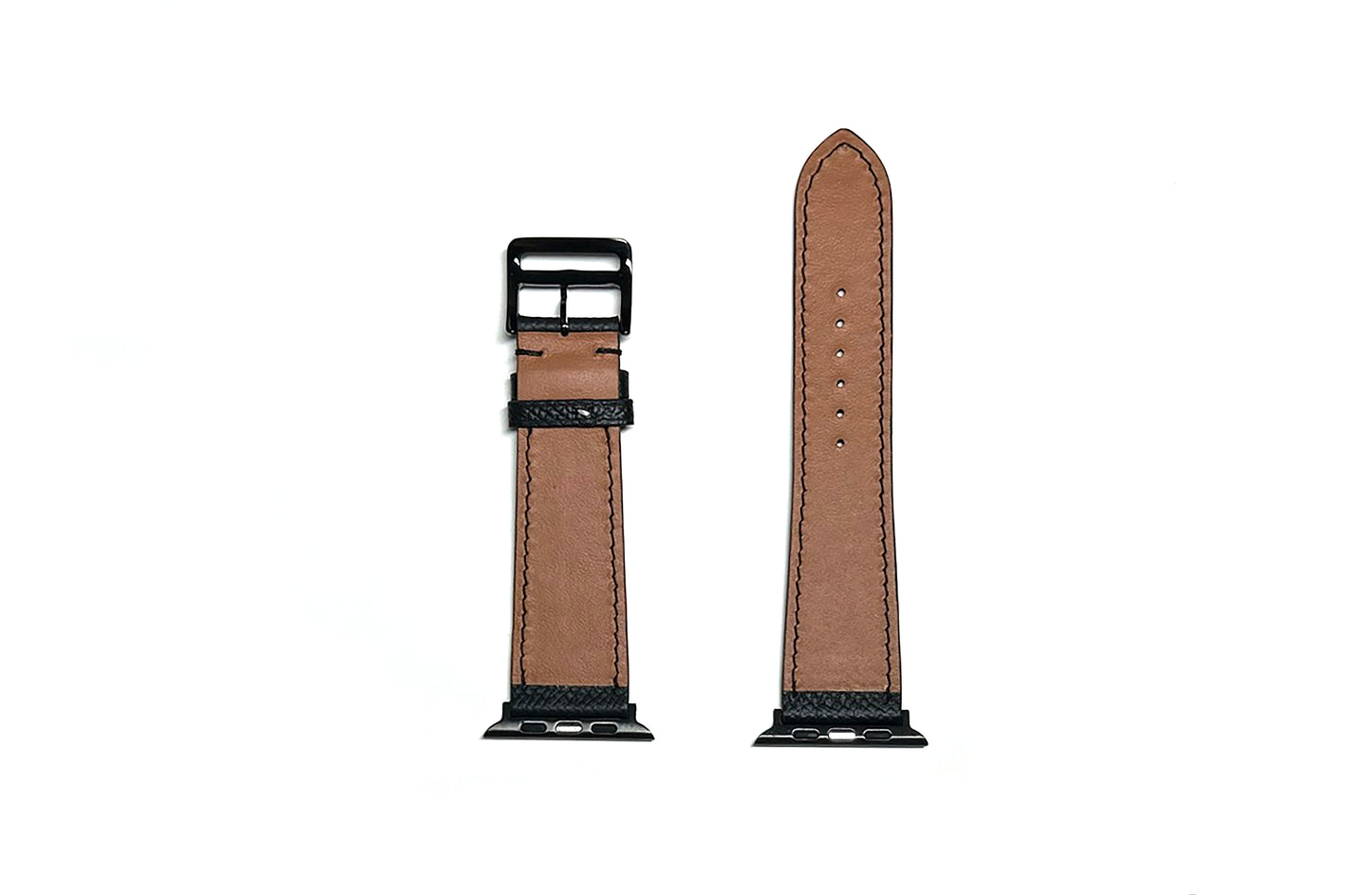 42/44/45MM Calfskin Leather Watch Strap - Black