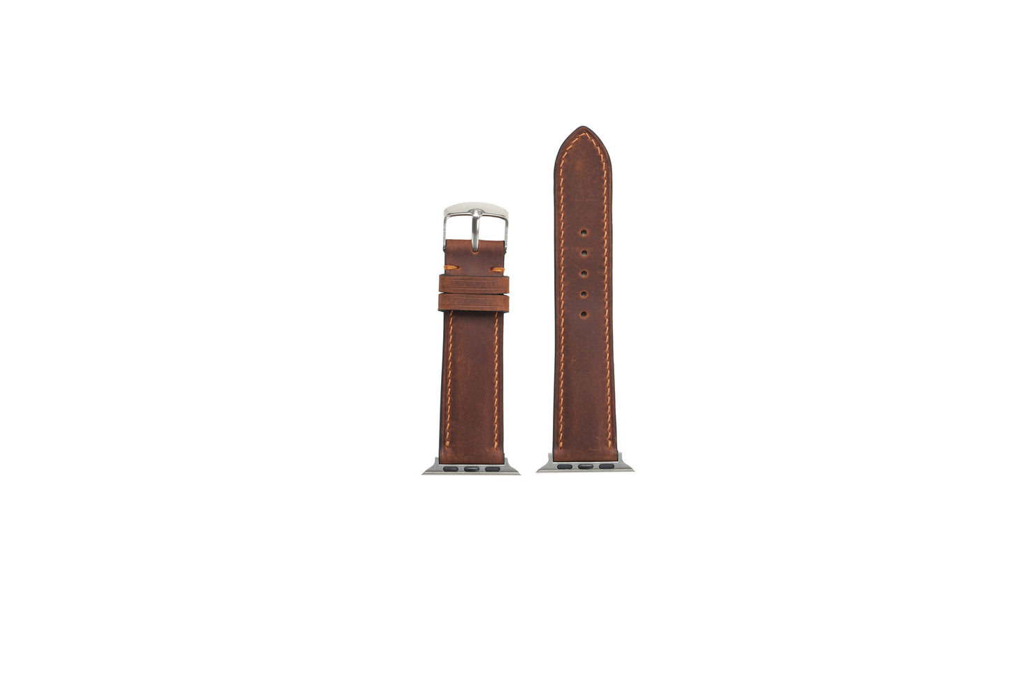 42/44/45MM Distressed Full Grain Leather Watch Strap - Brown 2