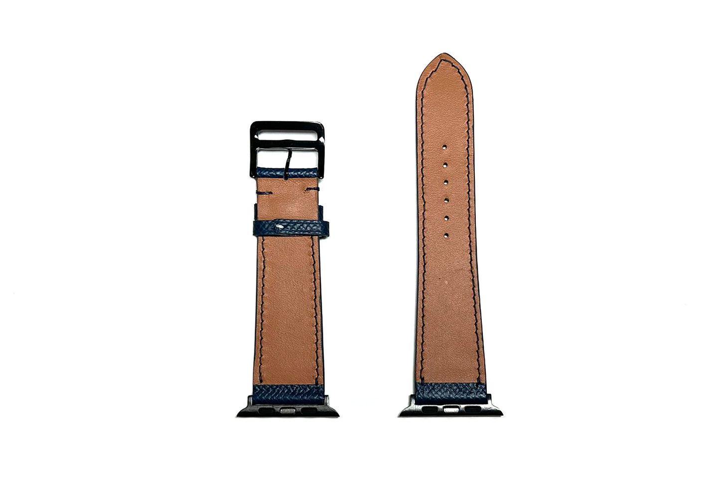 42/44/45MM Calfskin Leather Watch Strap - Navy Blue