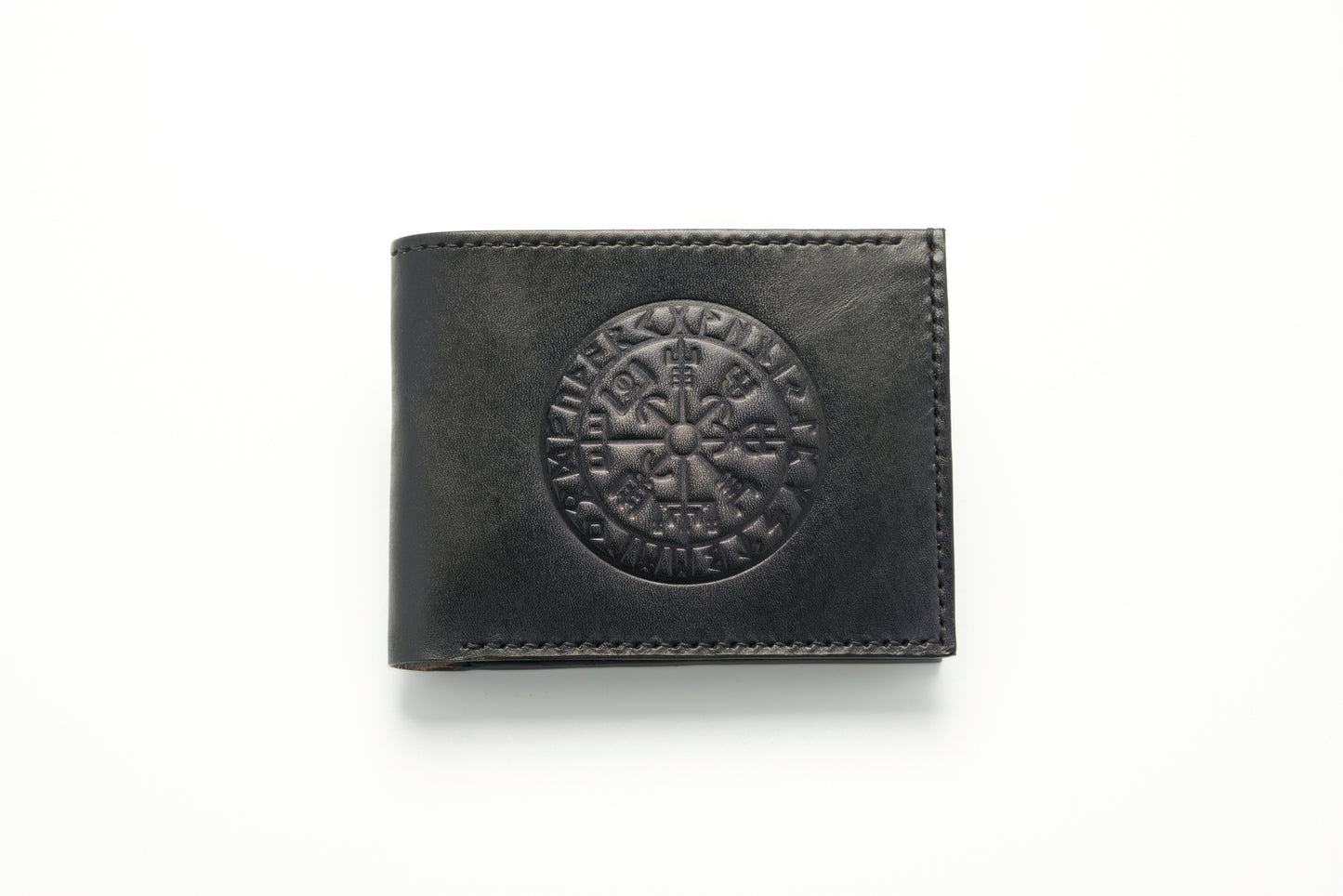 Viking Compass Leather Wallet - Black