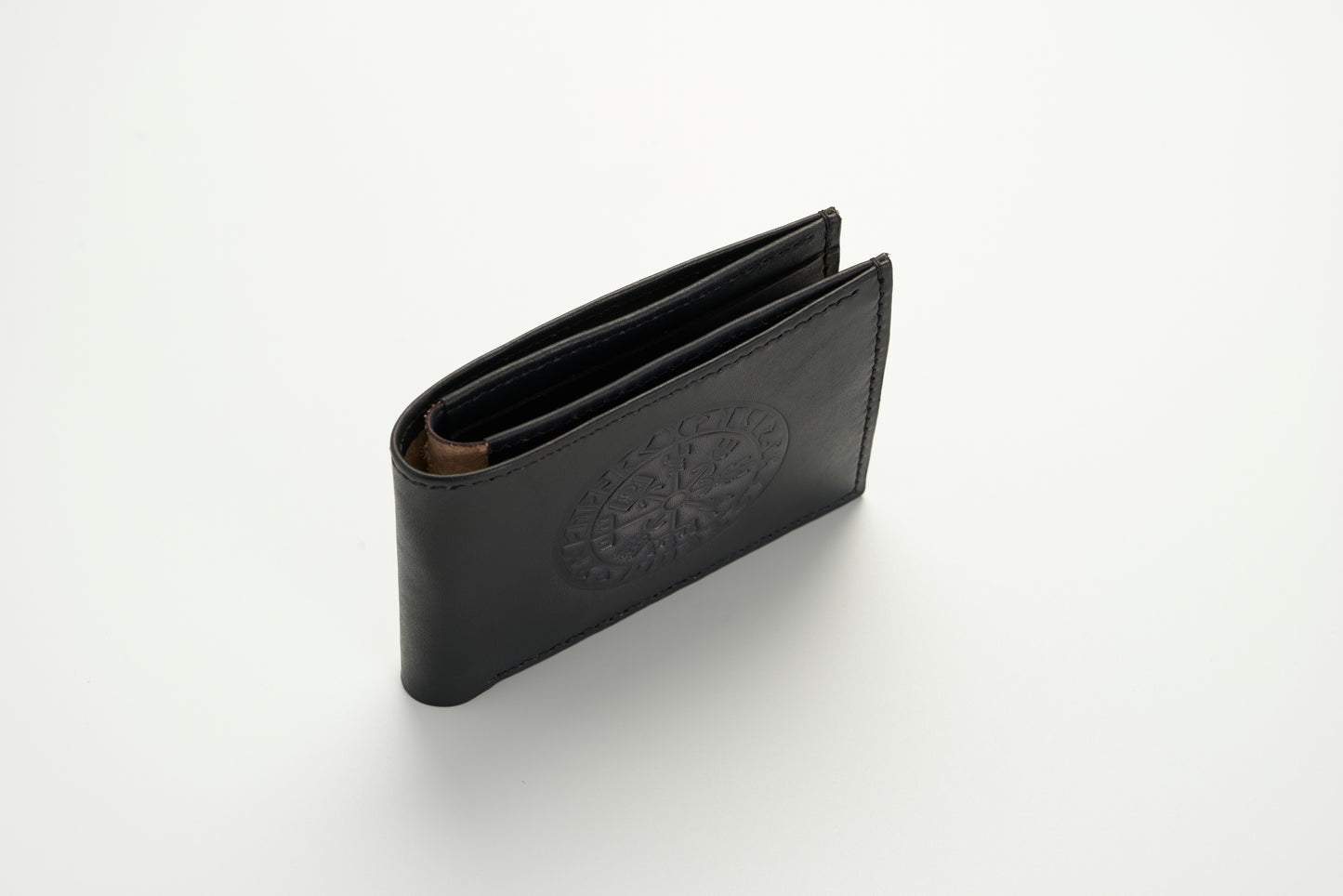 Viking Compass Leather Wallet - Black