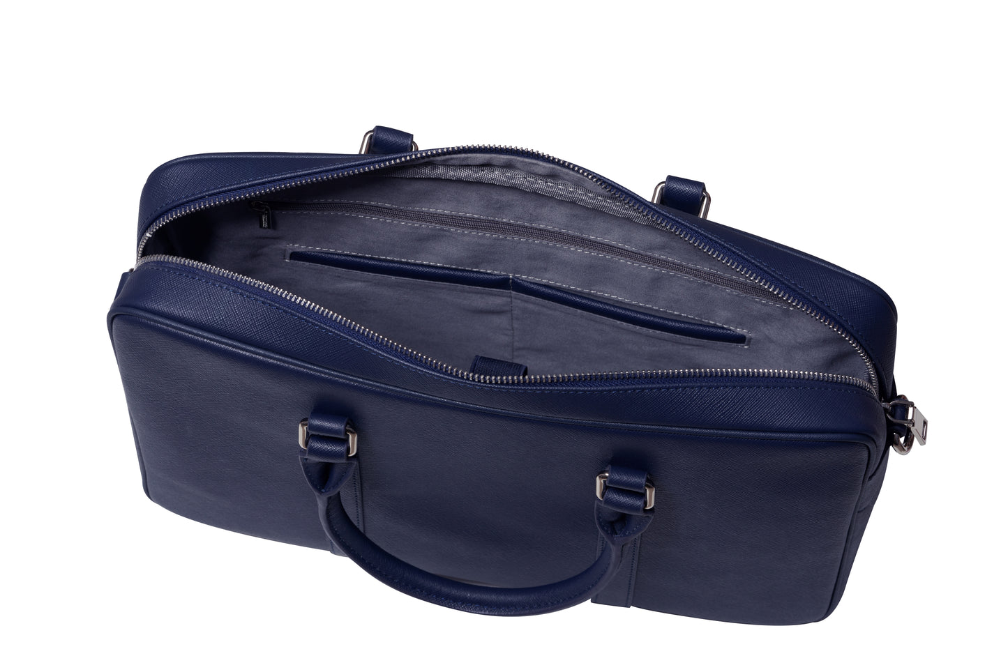 Full Grain Leather Briefcase - Navy Blue