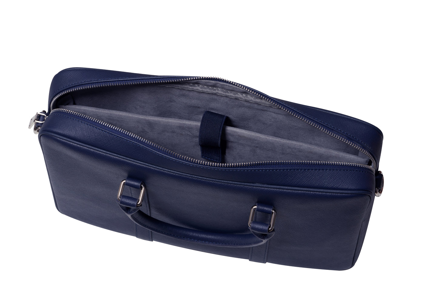 Full Grain Leather Briefcase - Navy Blue