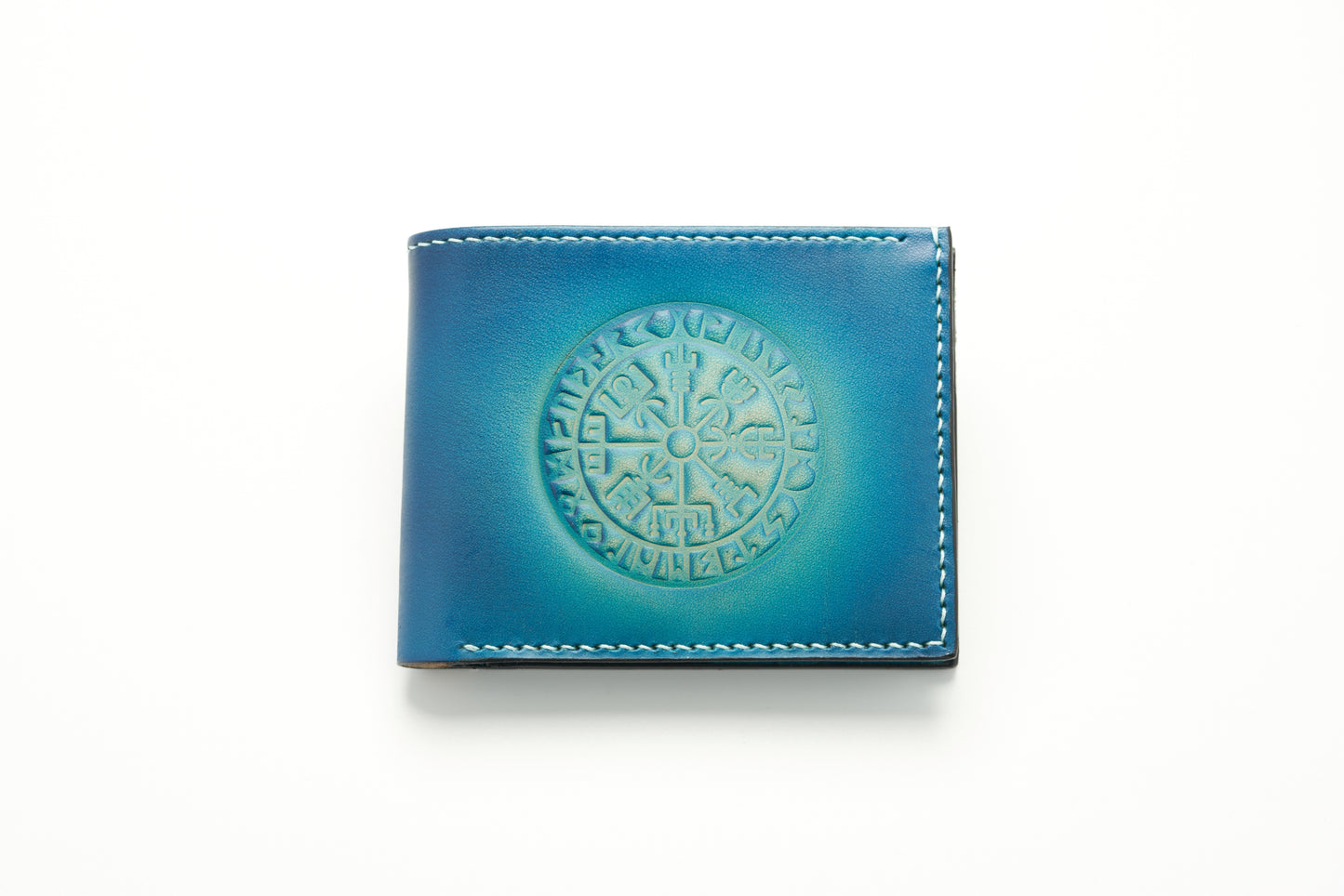 Viking Compass Leather Wallet - Blue