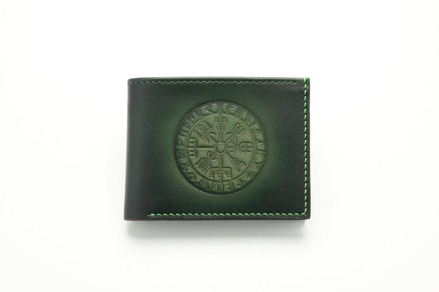 Viking Compass Leather Wallet - Green