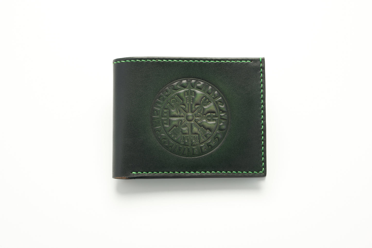 Viking Compass Leather Wallet - Green