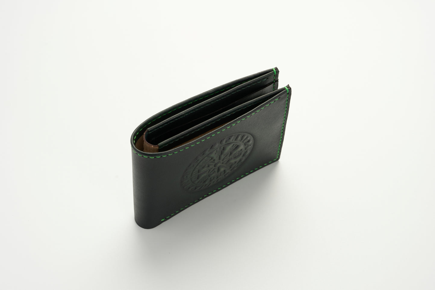 Viking Compass Leather Wallet - Green
