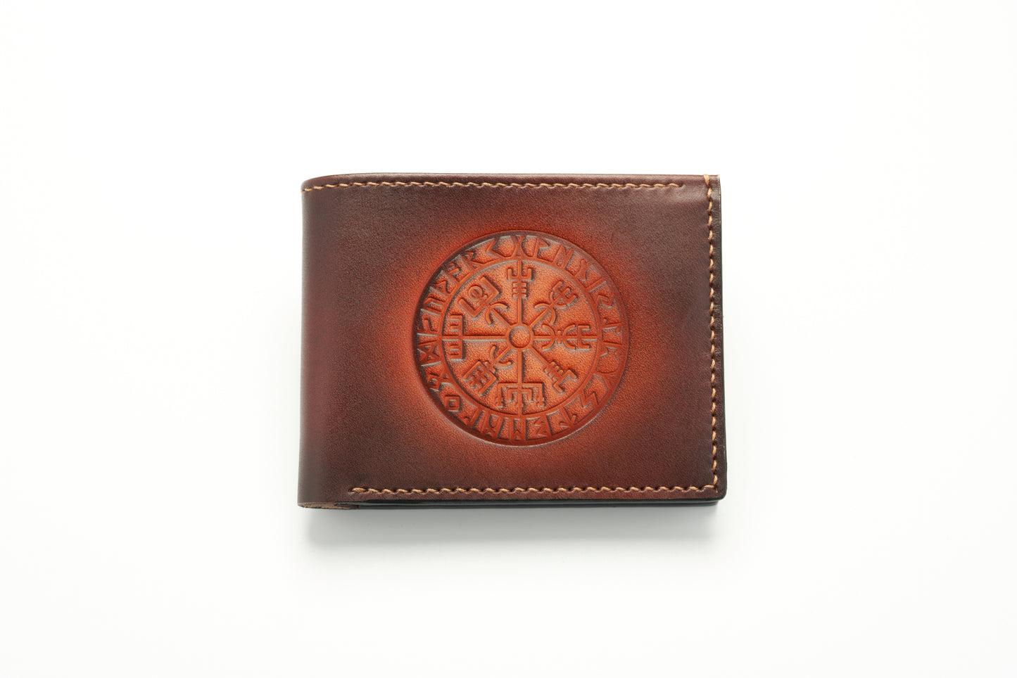 Viking Compass Leather Wallet - Brown