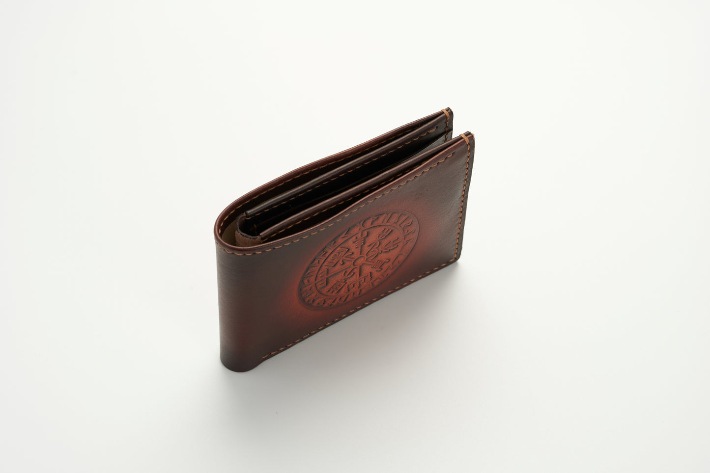 Viking Compass Leather Wallet - Brown