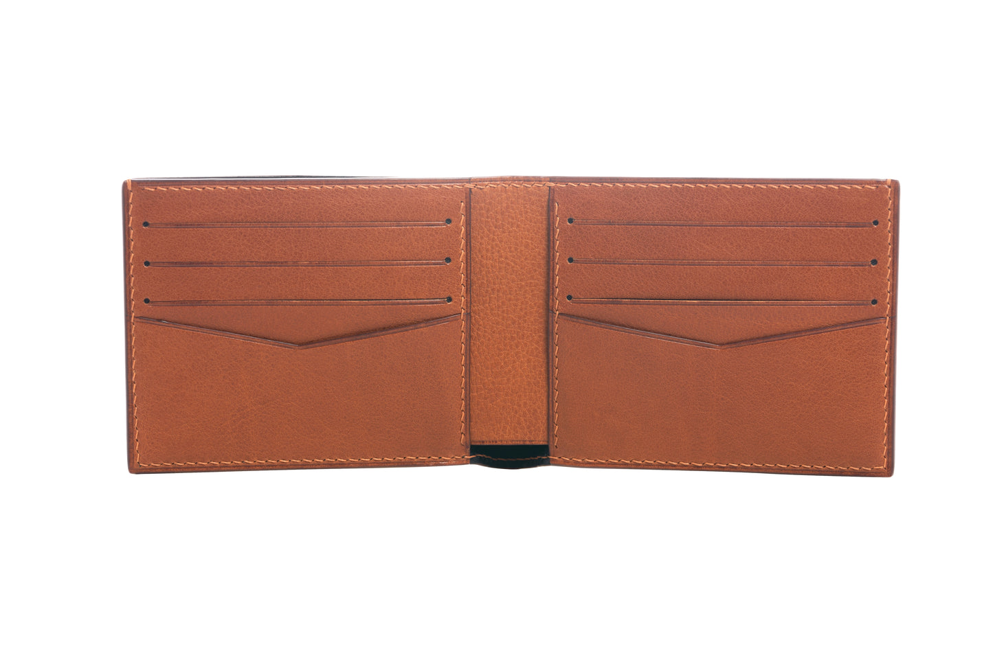 Vegetable Tanned Leather Wallet - Brown - 8-Pocket Slim