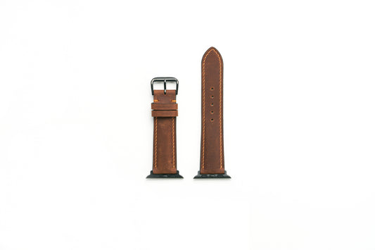 42/44/45MM Distressed Full Grain Leather Watch Strap - Brown 1