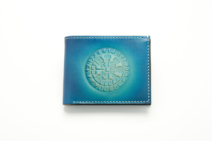 Viking Compass Leather Wallet - Blue