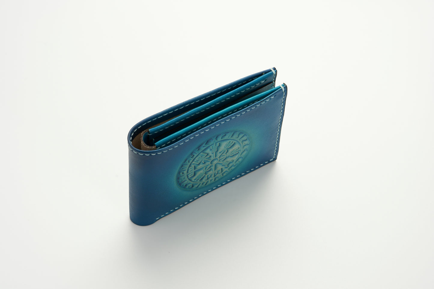 Viking Compass Leather Wallet - Blue