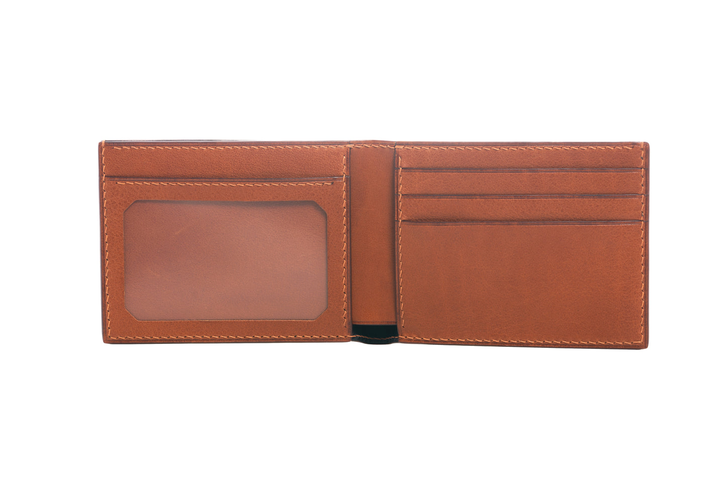 Vegetable Tanned Leather Wallet - Brown Slim w/ID Window